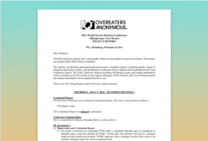 Overeaters Anonymous 2024 WSBC Wrap Up Report